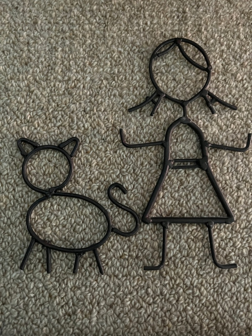 Black Wire Cat and Girl Wall Decor